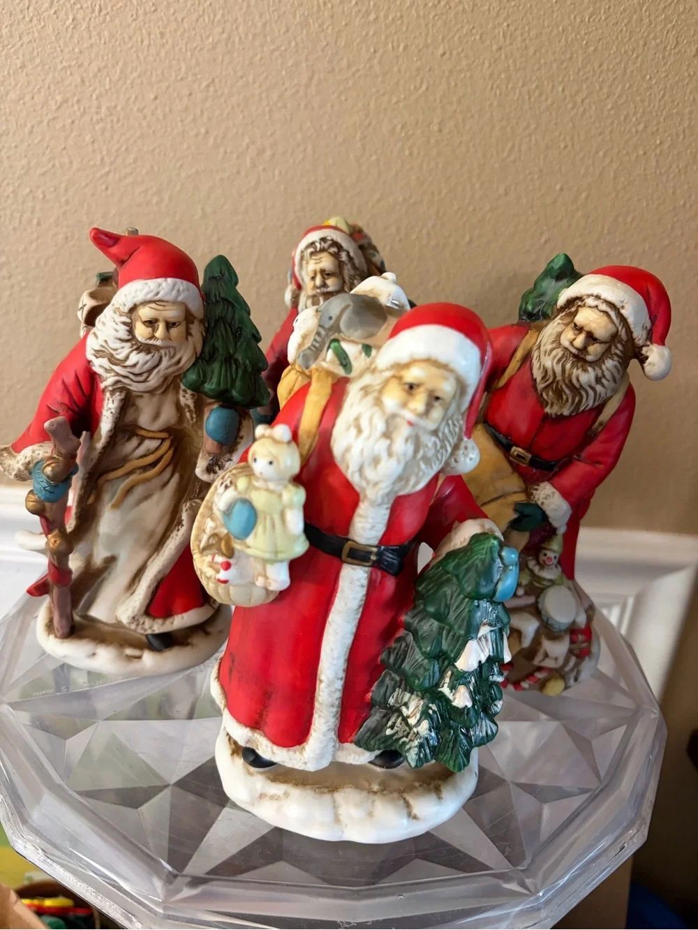 Vintage Porcelain Santas Carrying Presents set of 4